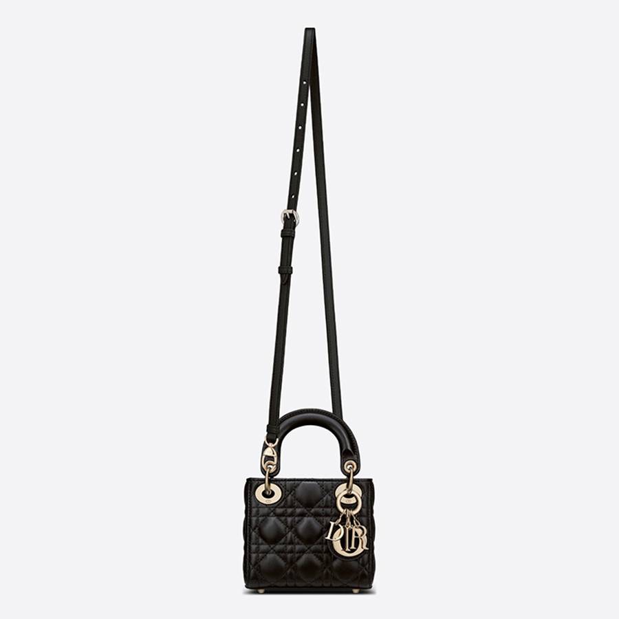 Túi Xách Tay Dior Micro Lady Dior Bag Black Cannage Lambskin Màu Đen