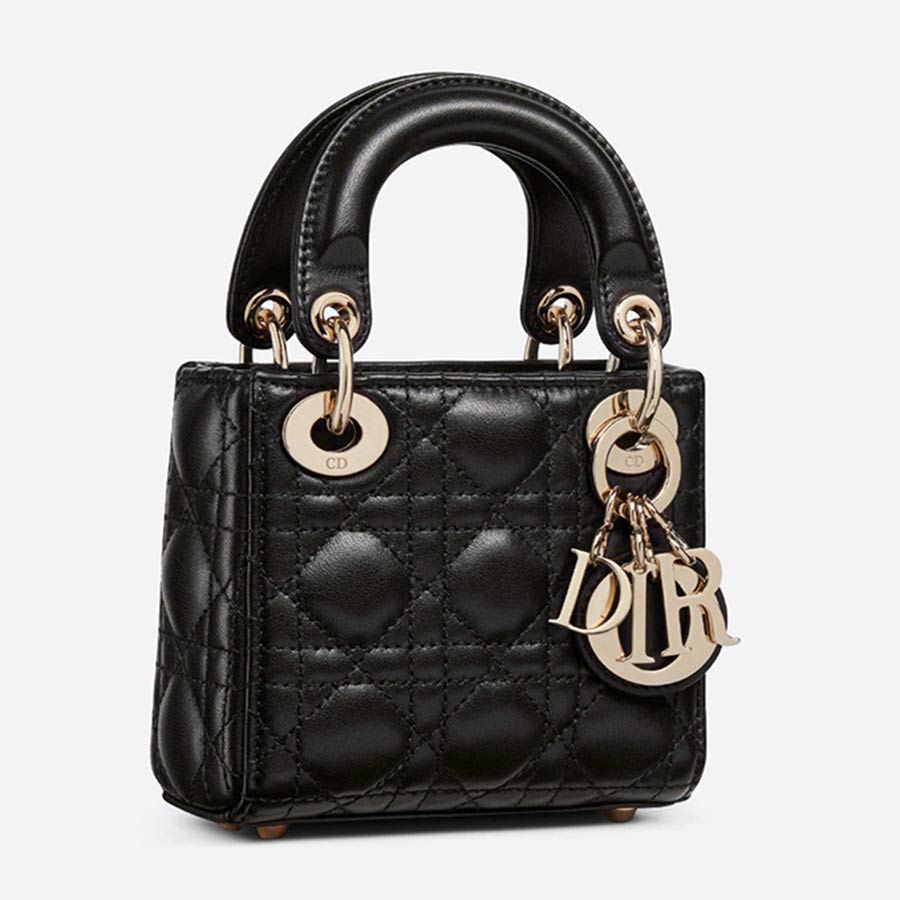 Túi Xách Tay Dior Micro Lady Dior Bag Black Cannage Lambskin Màu Đen