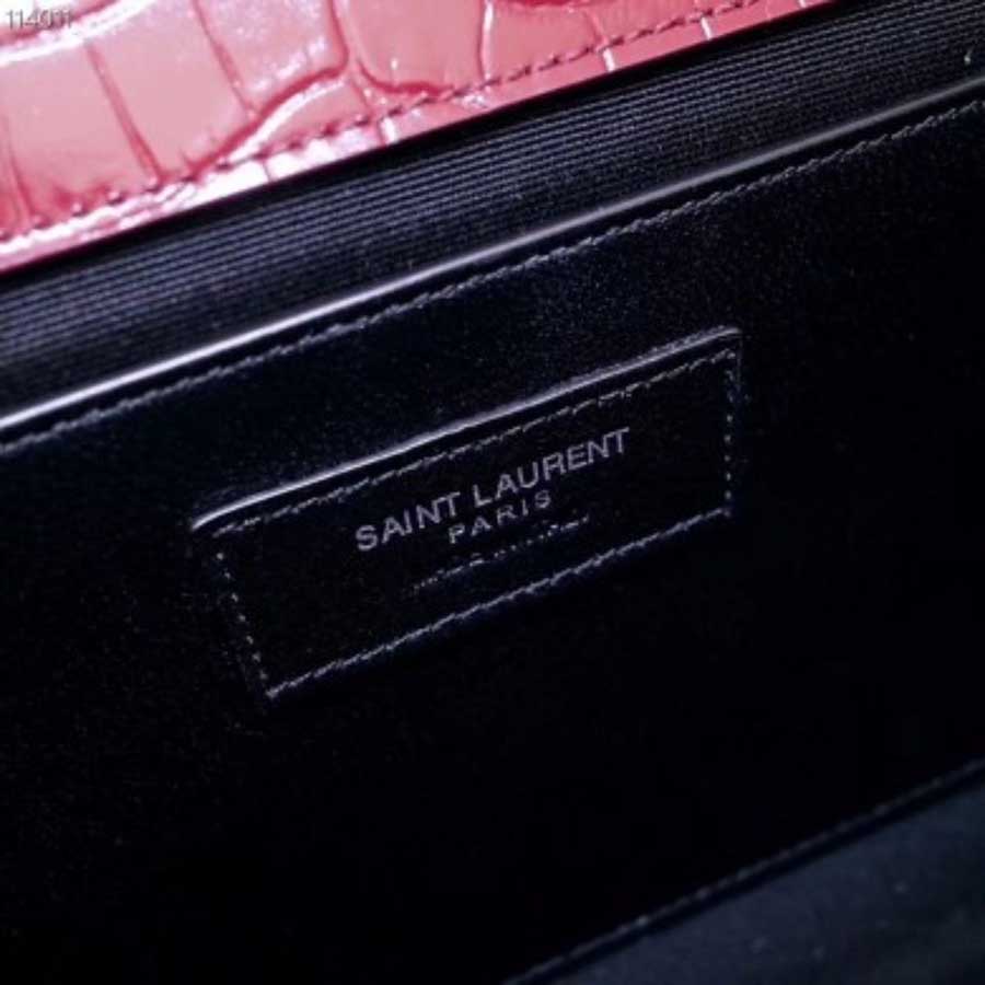 Túi Đeo Chéo Nữ Yves Saint Laurent YSL Kate Medium With Tassel In Embossed Crocodile Shiny Leather Dark Red Màu Đỏ Rượu