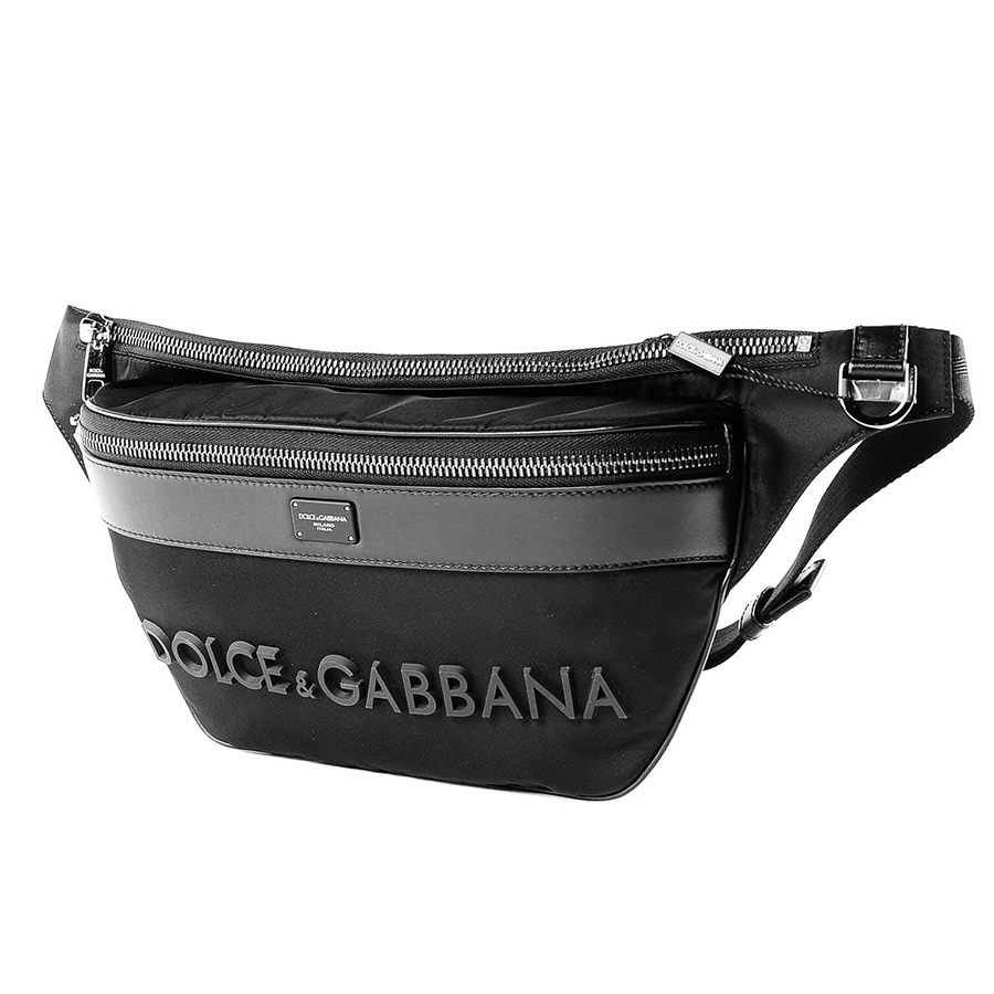 Túi Đeo Hông Nam Dolce & Gabbana D&G Black Nylon Logo Belt Bag Màu Đen