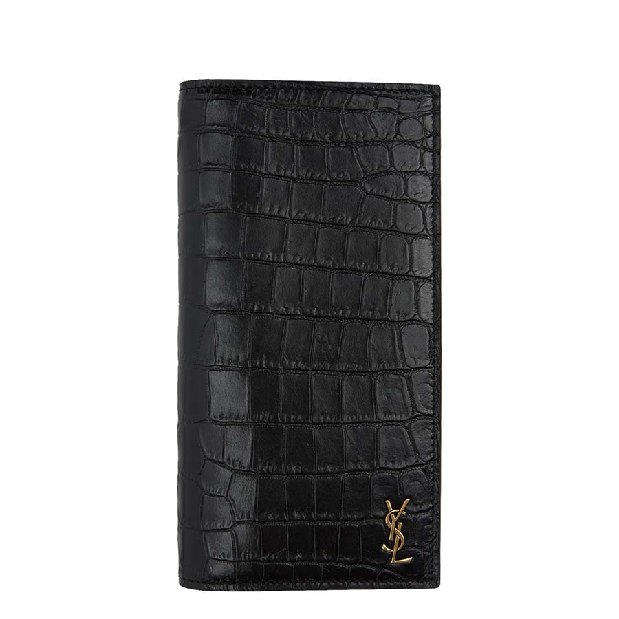 Ví Nam Yves Saint Laurent YSL Black Croc Monogramme Continental Wallet Màu Đen