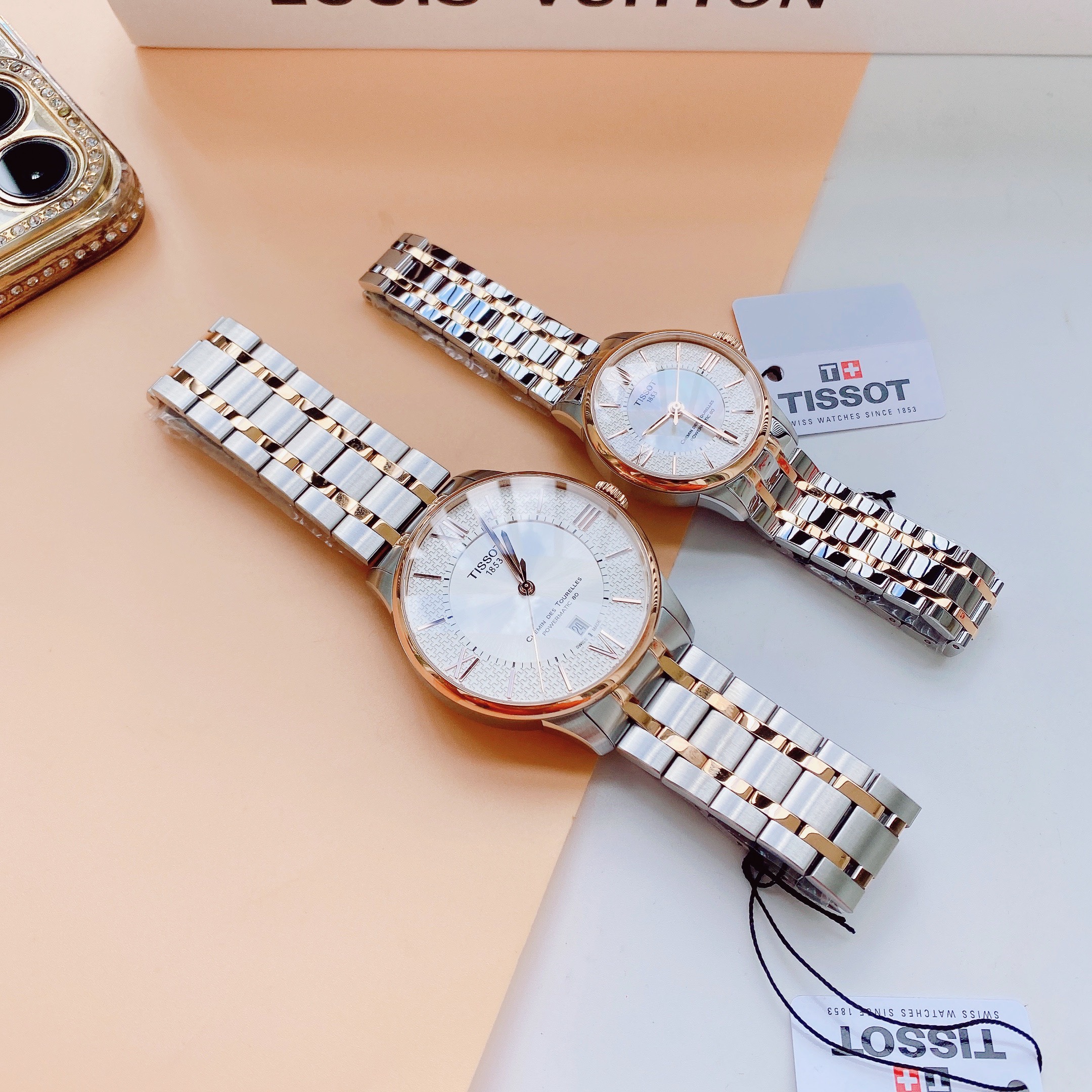 Cặp đôi TISSOT Chemin Des Tourelles Automatic Sang trọng bậc nhất hiện nay: T099.407.22.038.01  vs T099.207.22.118.01