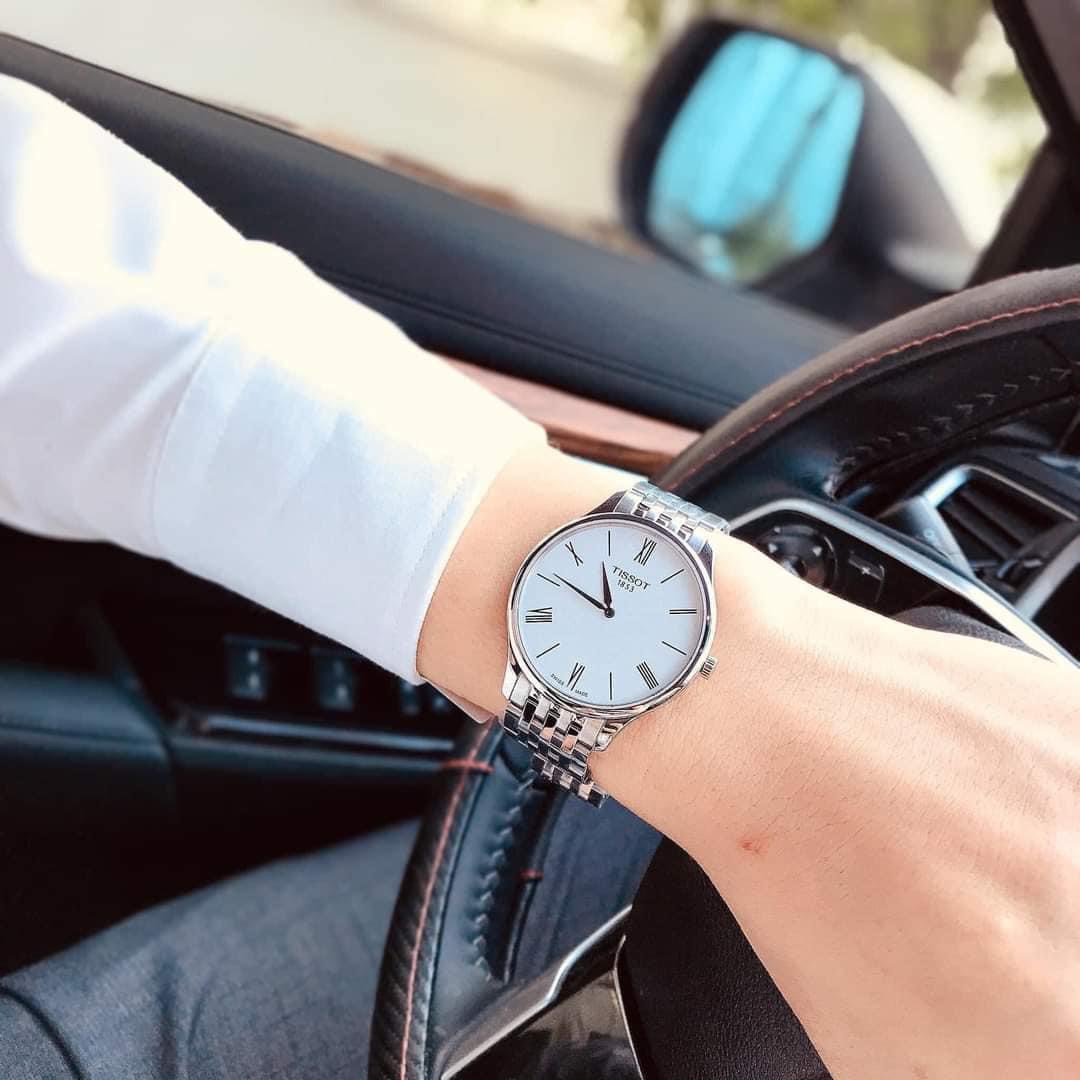 Đồng hồ Cặp đôi Tissot silver sang trọng: T063.409.11.018.00 vs T063.209.11.038.00