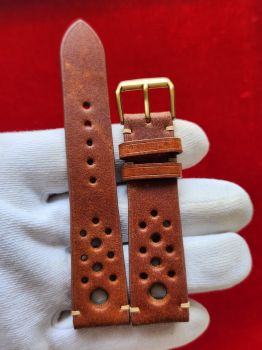 Dây đồng hồ da bò khâu tay size 20 DAY74