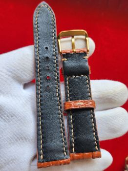 Dây đồng hồ da bò khâu tay size 20 DAY76