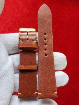 Dây đồng hồ da bò khâu tay size 22 DAY101