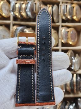 Dây đồng hồ da bò khâu tay size 22 DAY115