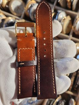 Dây đồng hồ da bò khâu tay size 20 DAY120