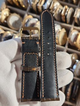 Dây đồng hồ da bò khâu tay size 20 DAY121