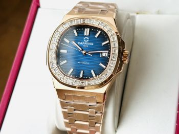 Đồng Hồ Nam Carnival Nautilus 8108 mặt xanh ĐẸP huyền ảo cứ ngỡ như đang cầm trên tay phiên bản PATEK PHILIP Nautilus