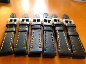 Dây đồng hồ da bò khâu tay size 18 nhiều màu chỉ DAY54