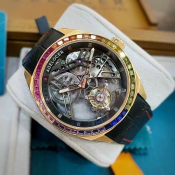 Đồng Hồ Nam Agelocer Tourbillon 9101L4 - bộ máy Tourbillon chuyển động mượt mà, kính Sapphire chống xước, lộ cơ Skeleton tạo nên sự sang trọng và độc đáo