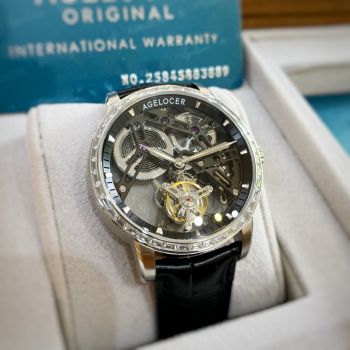 Đồng Hồ Nam Agelocer Bosch-Tourbillon 9001E1 - bộ khung xương màu đen tuyền lộ cơ skeleton được thiết kế tối giản nhất nhưng mang lại cảm giác sang trọng nhất