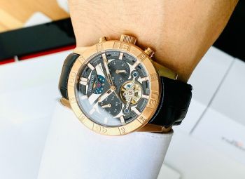 Đồng Hồ Heritor for Men HR4106 với mặt đen viền ROSE gold sang trọng
