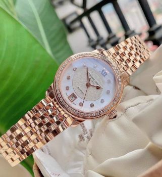 Đồng Hồ Nữ Frederique Constant 303WHF2PD4B3 Vành đính kim cương, cọc số kim cương