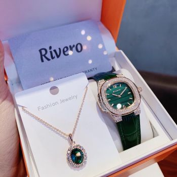 Set Đồng Hồ RIVERO mẫu mới đẹp như 1 bức tranh Tặng kèm dây chuyền cùng tone sang trọng