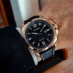 Đồng Hồ Nam Citizen Pin Eco-Drive AW1723-02E Dây Da Vỏ Vàng Hồng Mặt Đen Sapphire