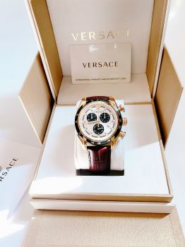 Đồng Hồ Nam VERSACE - V-RAY Mẫu hiếm Tone gold mix dây da nâu phong cách chronograph cực kỳ ngầu cho các anh em