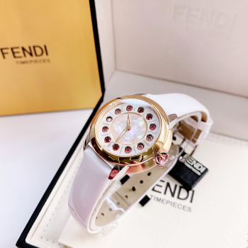 Đồng Hồ Nữ Fendi iShine Watch Bản dây da trắng Kính sapphire chống trầy xước, Dial khảm trai siêu đẹp