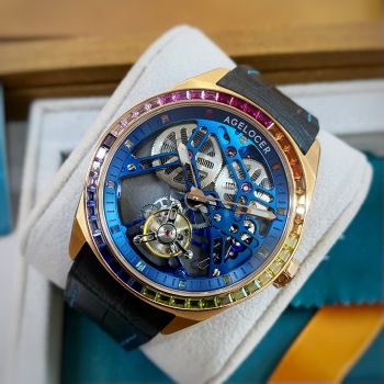 Đồng Hồ Agelocer Tourbillon 9104L6 - bộ máy Tourbillon lộ cơ Skeleton Nhìn chuyển động mượt mà không rời mắt được
