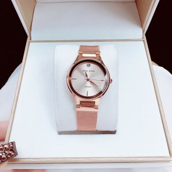 Đồng Hồ Nữ Anne Klein chính hãng Dây lưới thép và vỏ vàng hồng xinh xắn
