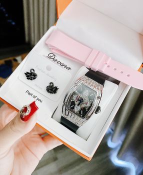 Đồng Hồ Huboler by Hanboro tựa Richard Miller Máy Nhật bền bỉ, mặt full đá lấp lánh kiêu sa, dây silicon bền đẹp