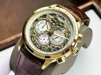 Đồng Hồ Heritor Automatic nam tính, chạm khắc họa tiết viền độc đáo, cuốn hút tạo nên vẻ đẹp riêng, trẻ trung