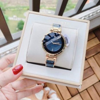 Đồng Hồ Nữ Anne Klein AK/2512NVGB mẫu kiềng đá Marble xanh navy vân mây phối viền vàng gold siêu đẹp