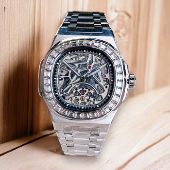 Đồng Hồ Carnival 8118G phiên bản Skeleton đính đá dây thép