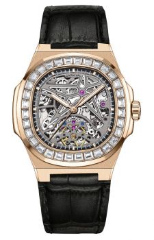 Đồng Hồ Carnival 8118G phiên bản Skeleton đính đá dây da, vỏ vàng