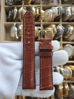 Dây đồng hồ da cá sấu khâu tay size 21 DAY140