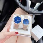 Đồng Hồ Cặp Đôi Calvin Klein K3M5255N & K3M5155N – Minimal Dây Mesh Gold, Mặt Xanh Blue, Phong Cách Tối Giản Hiện Đại