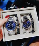 Đồng Hồ Cặp Đôi Fossil BQ2751 – Tone Silver Mặt Xanh, Thiết Kế Sang Trọng Cho Cặp Đôi