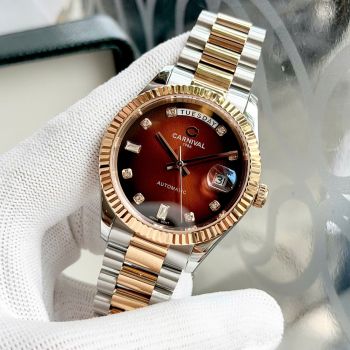 Đồng Hồ Carnival Automatic 8239G-CH-N Màu Đỏ Huyết Nam – Tiểu Rolex Day-Date, Automatic Japan, Sapphire 38mm