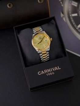Đồng Hồ Nam Carnival Automatic 8239G-CV-V – Thiết Kế “Tiểu Rolex Style” Day-Date, Size 38mm, Mặt Vàng Sang Trọng