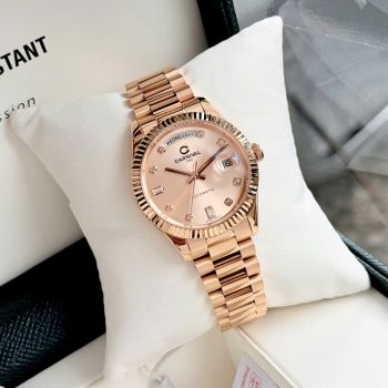 Đồng Hồ Nam Carnival Automatic 8239G-VV-V – Mặt Hồng Sang Trọng, Vỏ Dây Mạ Vàng, Size 38mm