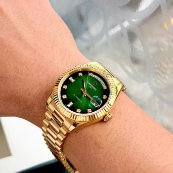 Đồng Hồ Nam Carnival 8239G-VV-XL – Rolex Style, Mặt Xanh, Dây Mạ Vàng, Automatic Japan