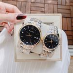 Đồng Hồ Đôi Bulova 98D160 & 98P196 – Cặp Đôi Demi Gold Mặt Đen Sang Trọng, Hiếm Gặp