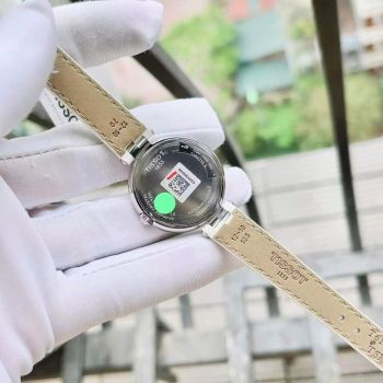 Đồng Hồ Nữ Tissot Flamingo T094.210.16.011.00 – 26mm, Mặt Trắng Thanh Lịch, Sapphire, Dây Da Trắng