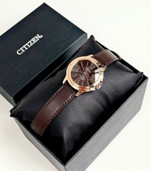Đồng Hồ Citizen L Ceci Eco-Drive EM1163-09X Nữ Mặt Nâu Chocolate, Kính Sapphire, Vỏ Vàng Hồng