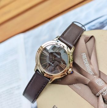 Đồng Hồ Citizen L Ceci Eco-Drive EM1163-09X Nữ Mặt Nâu Chocolate, Kính Sapphire, Vỏ Vàng Hồng