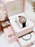 Đồng Hồ Nữ HANBORO 39mm – Đính Đá Sang Trọng, Mặt Số Nghệ Thuật, Dây Da Đen