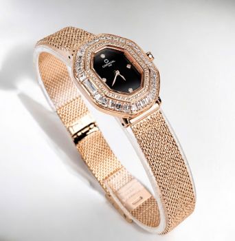 Đồng Hồ Nữ Carnival 8237L-VH-D – Mặt Đen Sang Trọng, Máy Quartz Thụy Sĩ, Dây Mesh Cao Cấp
