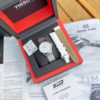 Đồng Hồ Nữ Tissot Chemin des Tourelles T099.207.16.116.00 – Mặt Xà Cừ 28 Kim Cương, Powermatic 80 2 dây