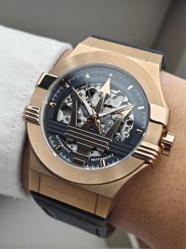 Đồng Hồ Nam Maserati Potenza R8821108053 Automatic Rose Gold – Mặt Đen, Dây Da, Size 42mm