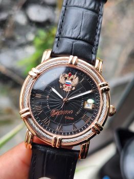 Đồng hồ Nga Poljot President chữ ký Putin phiên bản giới hạn mặt thừng đen, size 40 máy automatic 252Ck142