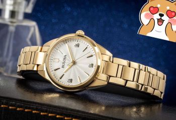 Đồng hồ Bulova 97P150 Nữ – Đính Diamond, Dây PVD Vàng Sang Trọng
