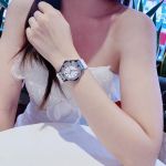 Đồng Hồ AMICA for woman Thiết kế kinh điển Rolex, Quai kim loại demi Kính sapphire mặt trắng