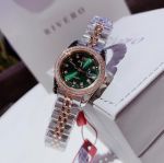 Đồng Hồ AMICA for woman Thiết kế kinh điển Rolex, Quai kim loại demi Kính sapphire  mặt xanh đậm