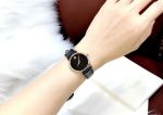 Đồng hồ Movado Museum 0607320 Watch For Women Máy pin Thuỵ Sỹ - Size 28mm - Mặt kính sapphire nguyên khối - Dây da đen chính hãng viền rose đẹp kinh điển - Chịu nước 30m